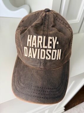 HARLEY-DAVIDSON Distressed Brown Stone-Washed  embroidered Baseball Cap One Size